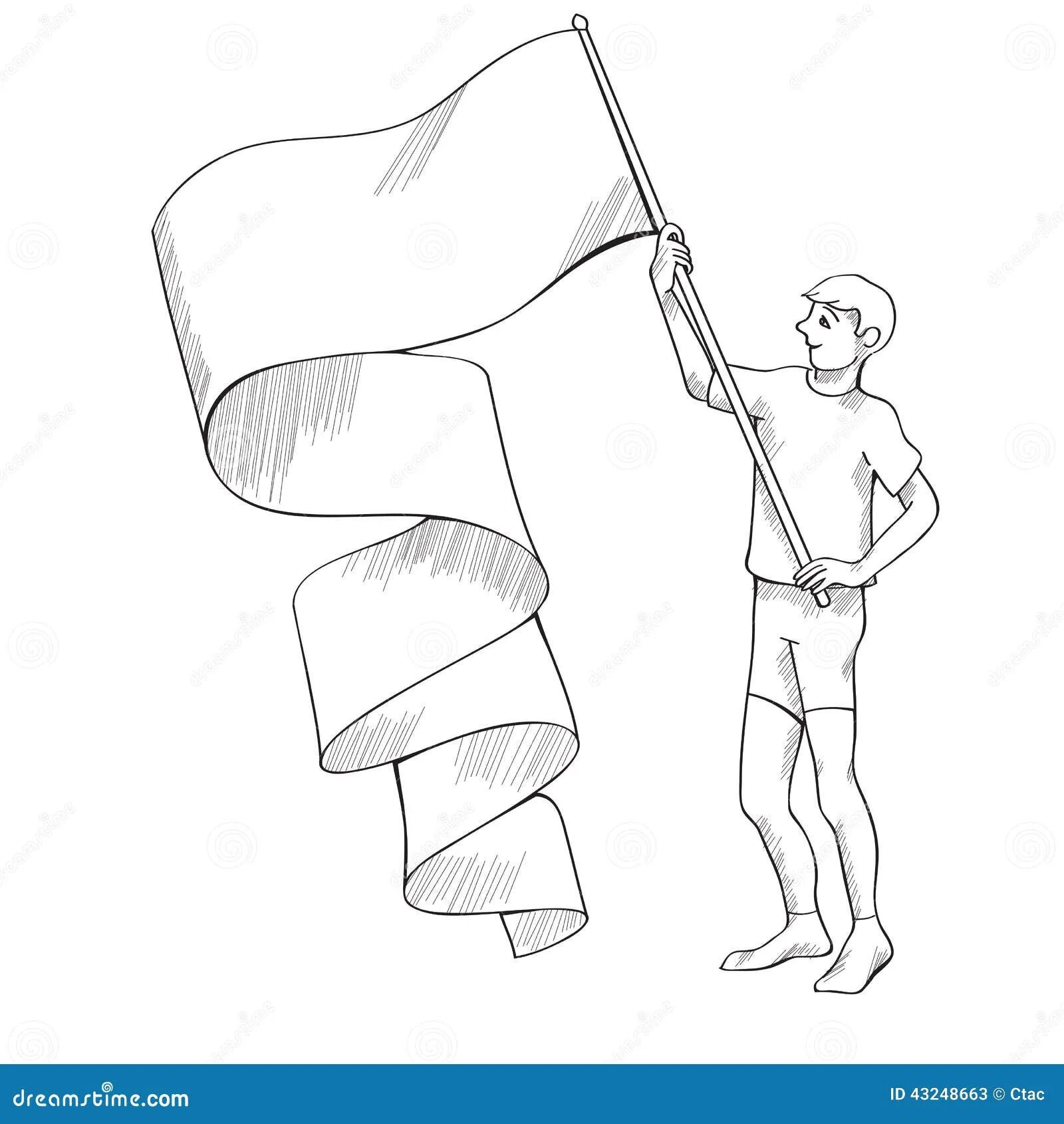 Человек с флагом. Флаг рисунок. Знаменосец Графика. Флаг на флагштоке.