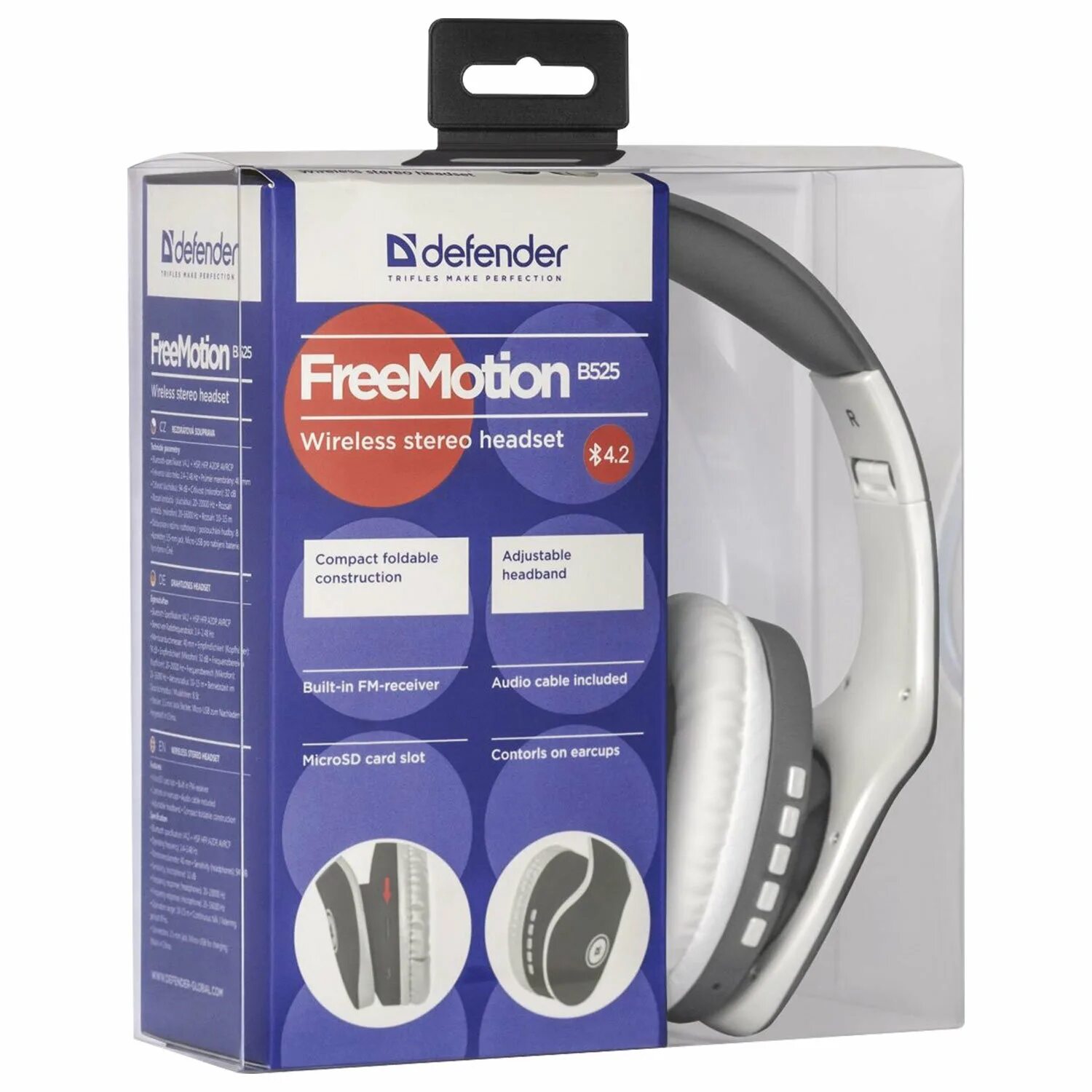 Беспроводные наушники FREEMOTION b525. Беспроводная гарнитура Defender FREEMOTION b525. Defender FREEMOTION b525 White/Blue (63526). Блютуз наушники Дефендер 525. B defender