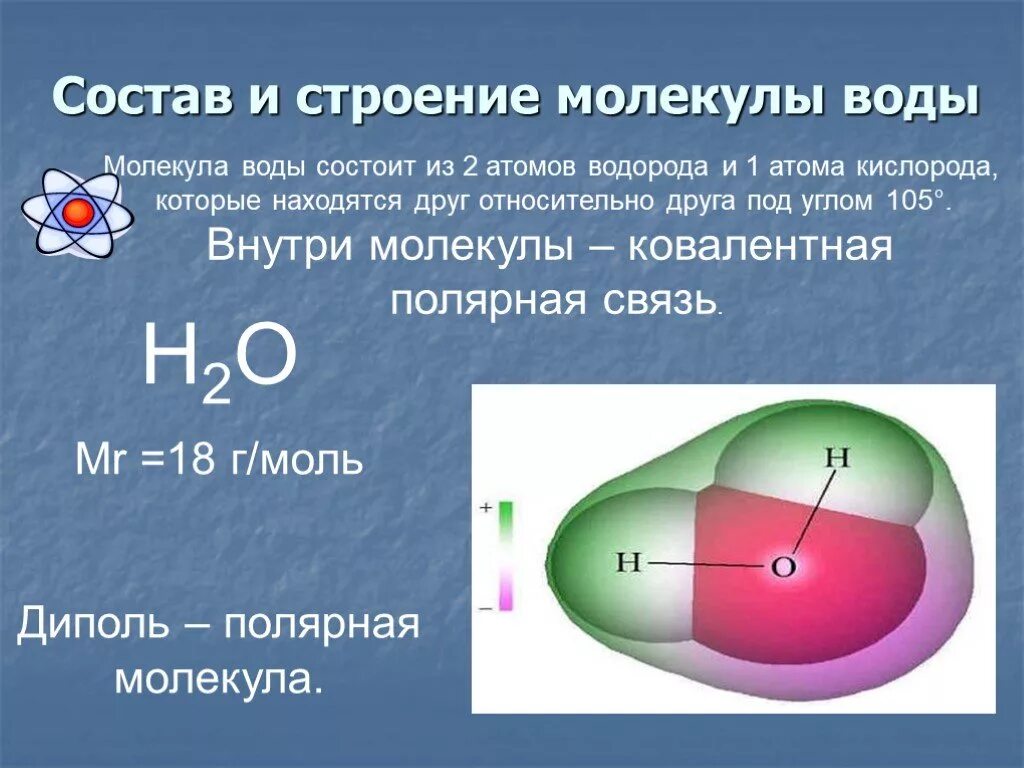 Строение молекулы воды диполь. Строение молекулы воды химия 9 класс. Строение молекулы воды химия 8 класс. Состав молекулы воды.