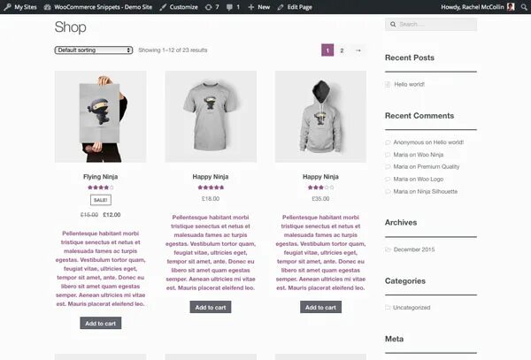 Woocommerce page. Карточка товара woocommerce.
