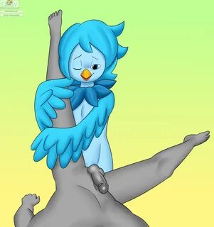 ...undertale yellow, rule 63, anal, anal sex, avian, beak, bird, blue feath...