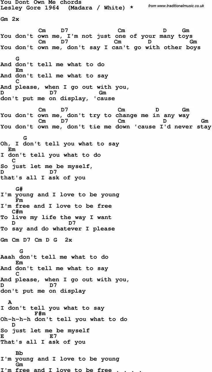 I me myself аккорды. You don&#039;t own me текст. when you tell me that you love me аккорды. донт спик аккорды. you don&#039;t own me lesley gore текст.