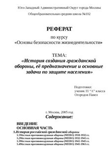 Образец реферата по обж