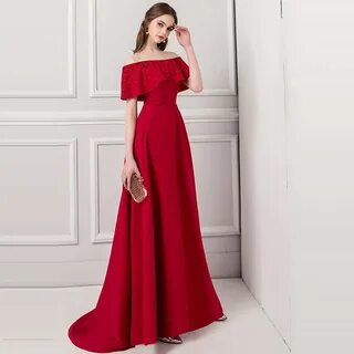 Красное длинное платье