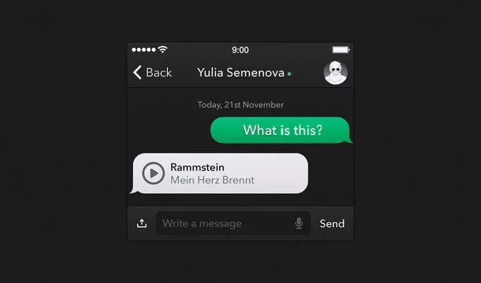 Message ui. Send message ui.