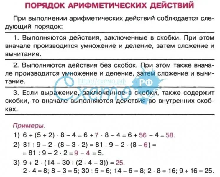 Выполнить последовательность действий. Порядок выполнения арифметических действий. Примеры на порядок действий. Порядок выполнения действий в математике. Порядок действий правило.