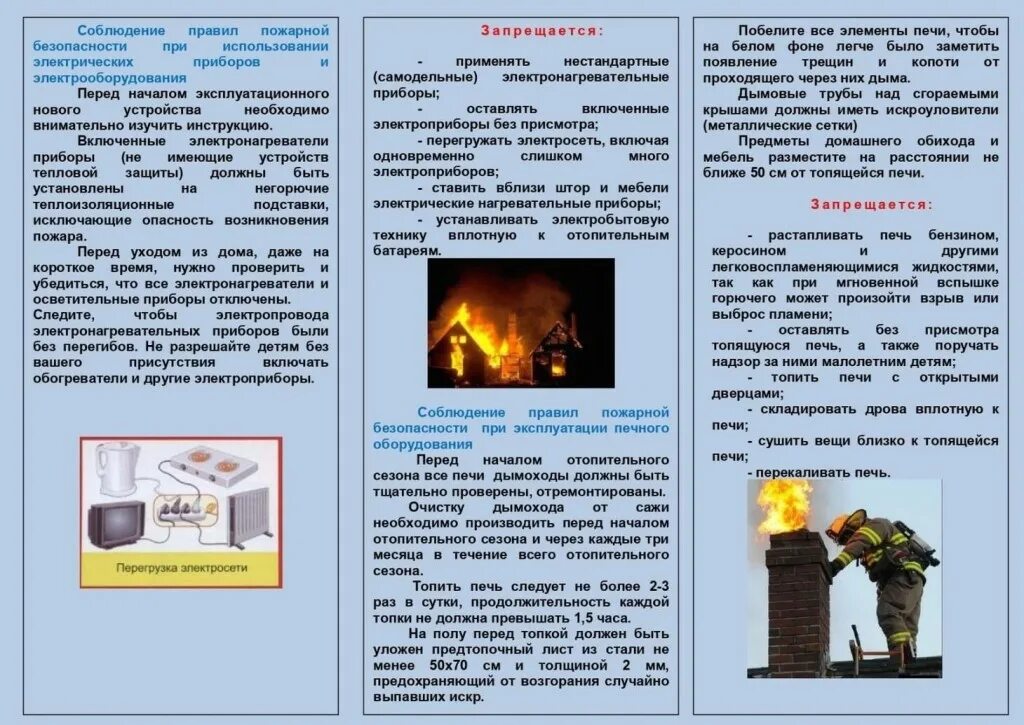 Правила использования печей