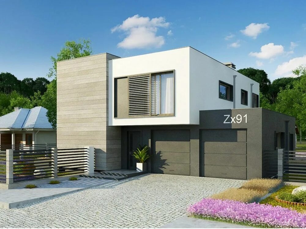 Юнит дом. Дом ZX 91. Проект zx126. Дом с плоской крышей двухэтажный. Дома с плоской крышей и гаражом.