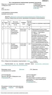 Акт повреждений документов