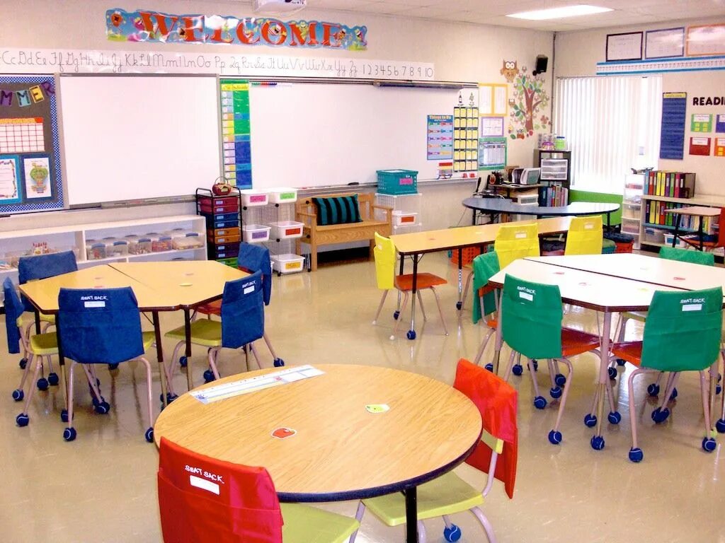 Classroom set. Оформление класса. класс подготовки к школе помещение. classroom arrangement. classroom setup.