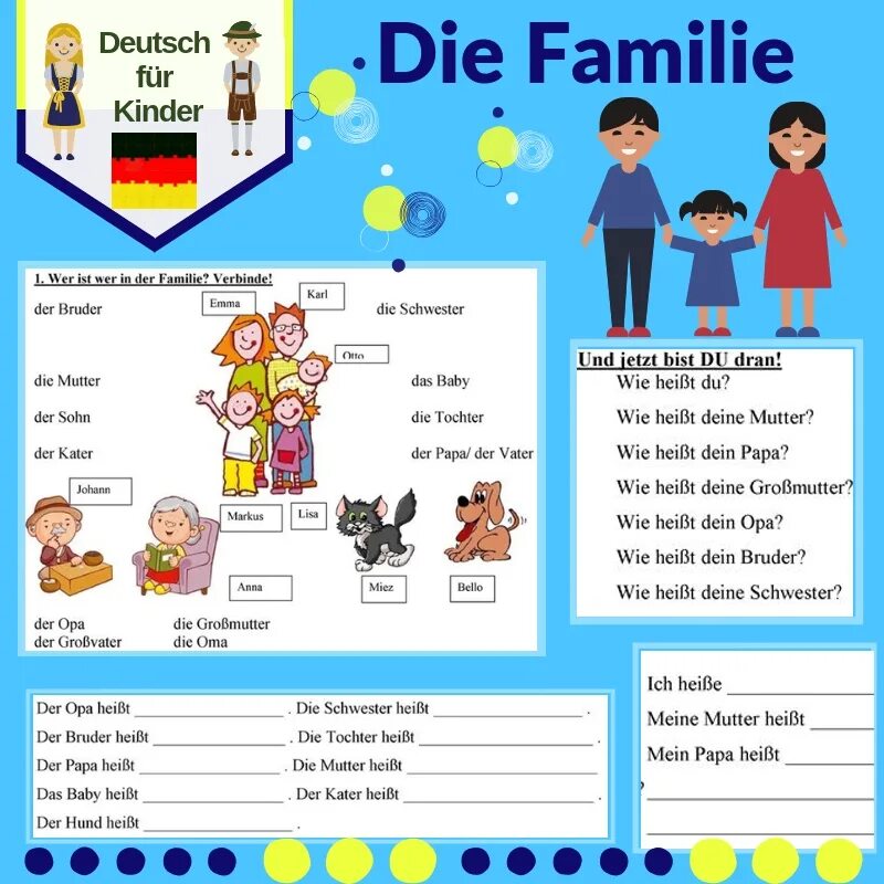 Die kinder sein. Meine Familie задания. Немецкий die Familie. Meine Familie упражнения. Немецкий язык тема семья meine Familie.