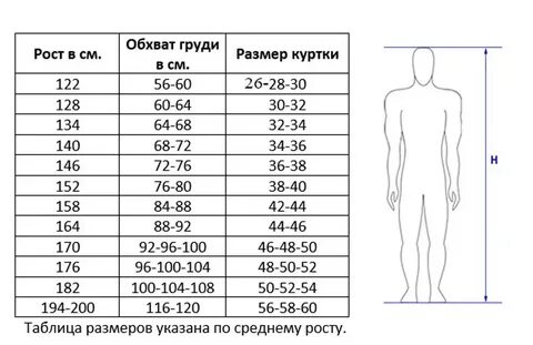 Самбовки размерная сетка