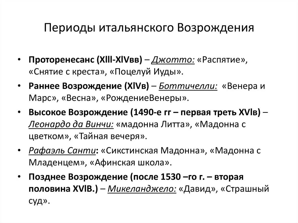 Периоды эпохи Возрождения схема. Характеристика периодов эпохи Возрождения кратко. Периодизация эпохи Возрождения Ренессанса. Периодизация итальянского Возрождения.