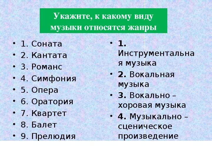 Вокально инструментальные жанры 5 класс. Виды жанров вокальной музыки. Виды вокально-инструментальный Жанр в Музыке. Виды вокальной и инструментальной музыки. Инструментальные Жанры в Музыке.