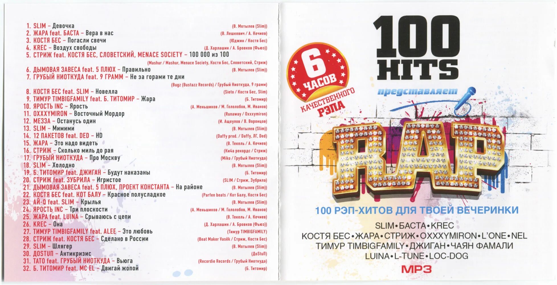 Рэп мп 3. 100 rap hits. рэп 100% хит. 100 rap hits vol.1. krec &quot;воздух свободы&quot;.