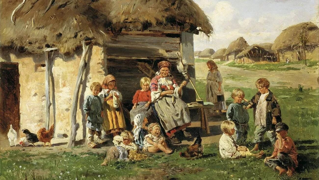 село шушенское енисейской губернии 20 век. художник сычков федот васильевич 1870-1958. русские крестьяне 19 века. мордва семья. быт наших предков.