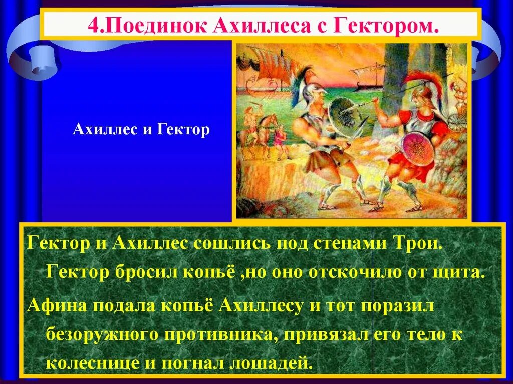 Назови героя трои. Иллиадапоединок Ахиллеса с. Поединок Ахиллеса с Гектором. Поединок Ахиллеса с Гектором 5 класс. Поединок Ахиллеса и Гектора Илиада.