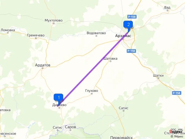 Сколько километров арзамас