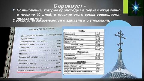 Какую службу заказывают на 40