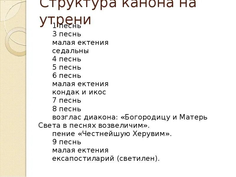 Пояснения вечерня. Структура канона на утрени. Структура вечерни и утрени. Структура всенощного бдения. Канон на утрени схема.