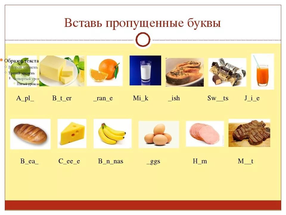 Слово из 6 последняя р. Продукты по теме продукты на английском. Тема еда по английскому языку. Название продуктов на английском. Продукты на английском для детей.