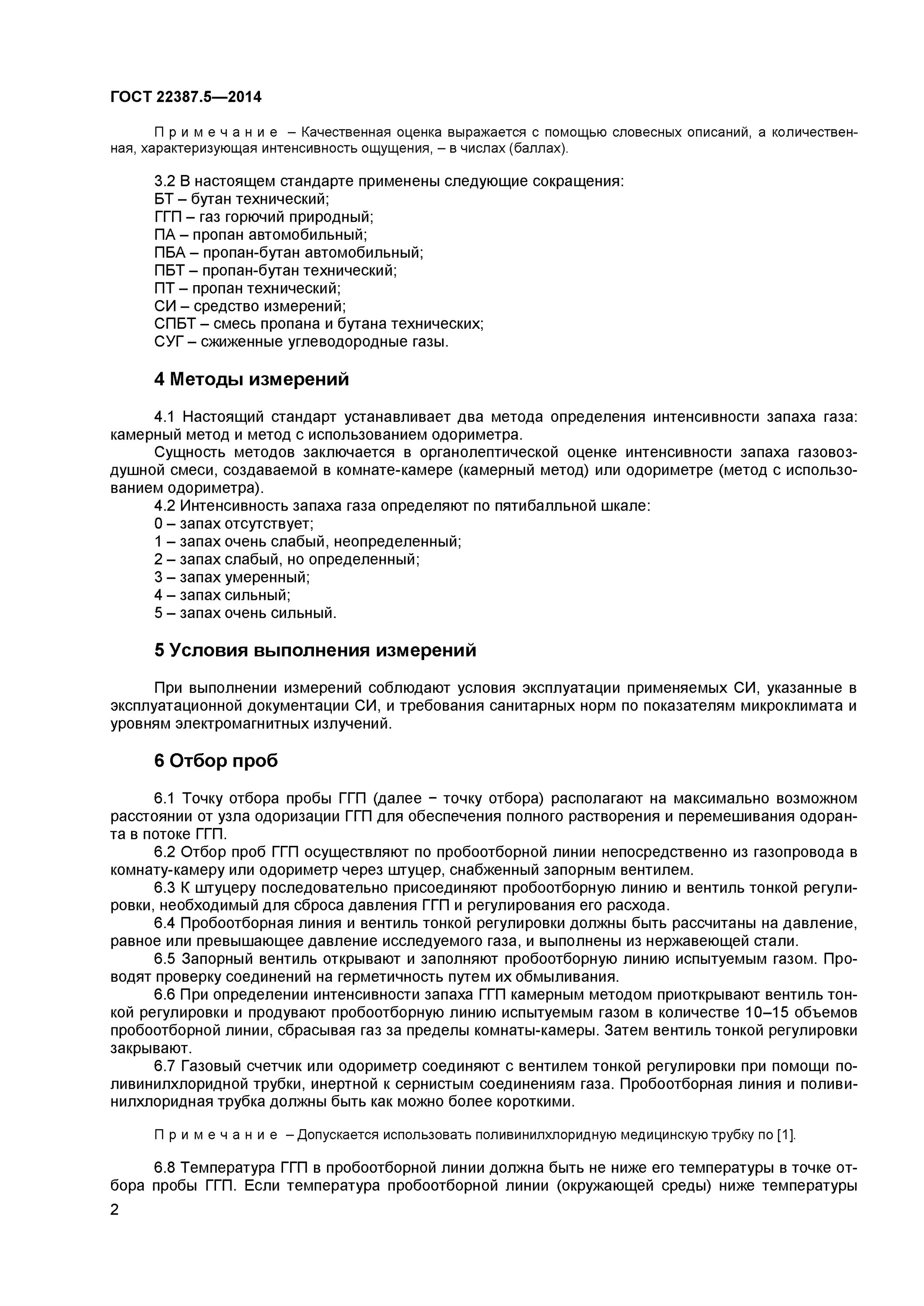 интенсивность запаха газа