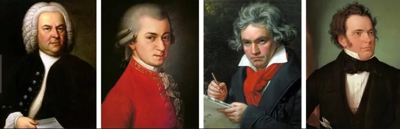 Бах моцарт бетховен вивальди. Композиторы Бах Моцарт Бетховен. Портреты Моцарта Баха Бетховена. Портреты Бах, Вивальди,Бетховен, Моцарт. Бах Моцарт Бетховен портрет.