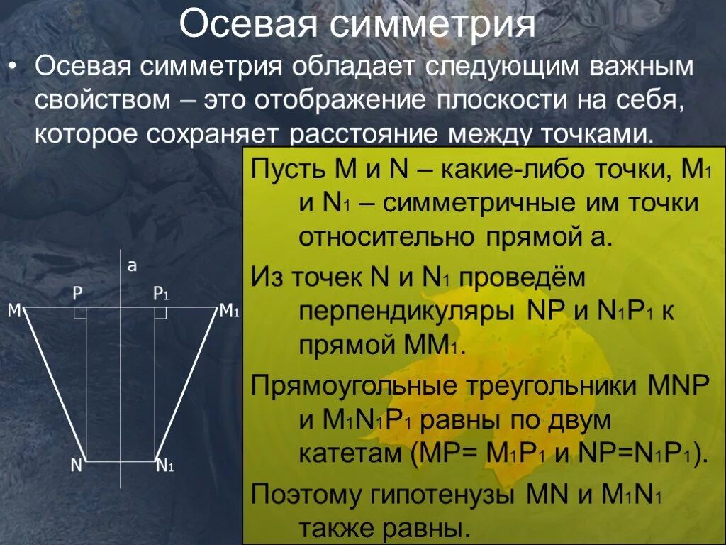 Осевая симметрия является отображением плоскости на себя