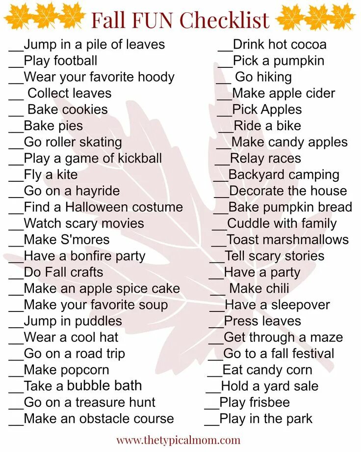The greatest list. Autumn checklist. autumn hunt checklist. checklists fun. autumn to do list.