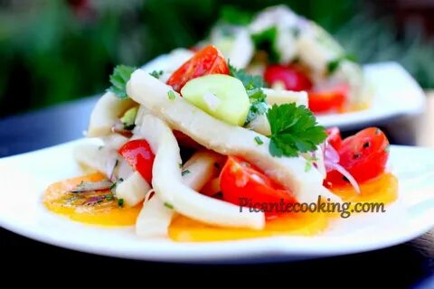 Салат с кальмаром огурцом помидором