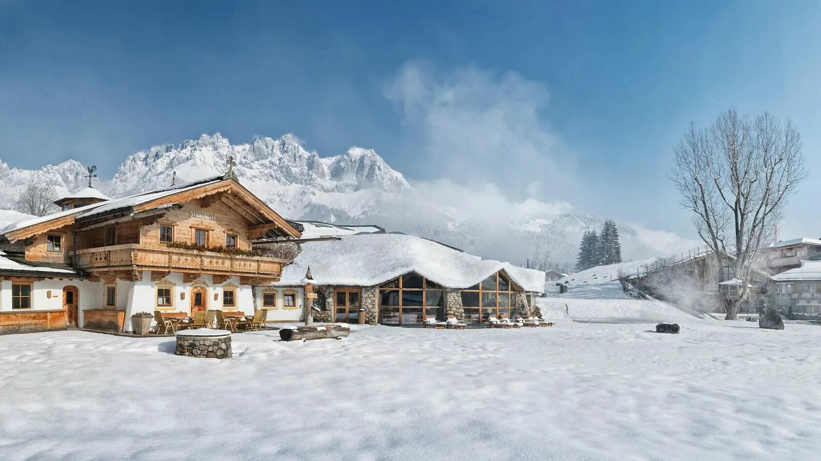 Курорт в альпах 6 букв сканворд. Stanglwirt Hotel Austria. Шале в Альпах. Зима в Альпах. Обои на рабочий стол Шале в Альпах.