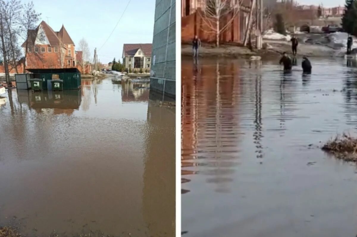 Потоп воды. Наводнения в Новосибирской области. Затопленный Бердск. Затопило улицу.