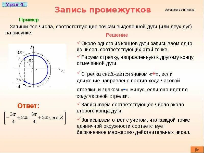 Единичная окружность. Промежутки на окружности. Промежутки на единичной окружности. Окружность в окружности.