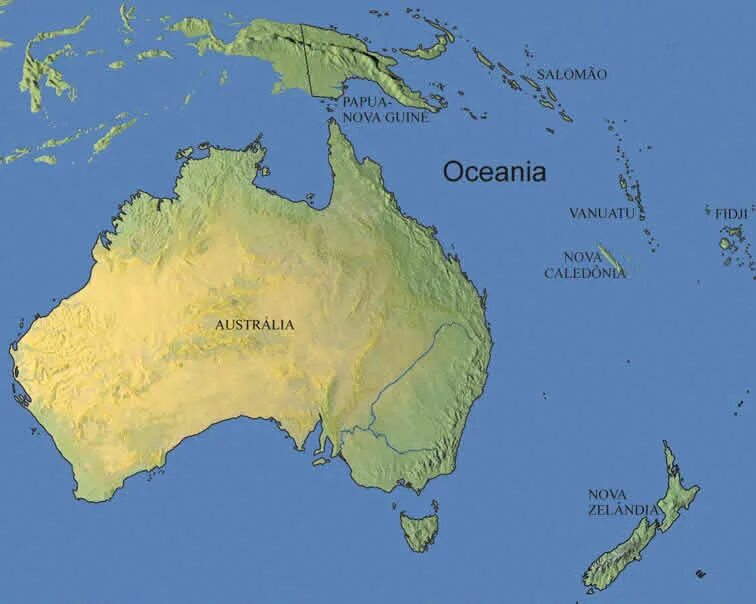 Страны океании австралия и новая зеландия. Карта Австралии и Океании. Океания на карте. Материк Австралия и Океания. Физическая карта Австралии и Океании.