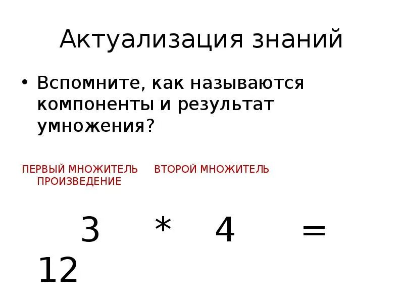 Взаимосвязь между компонентами умножения. Как называются компоненты и Результаты умножения. Название компонентов и результата умножения 2 класс. Актуализация знаний названия компонентов умножения. Узнаем как связан каждый множитель с произведением