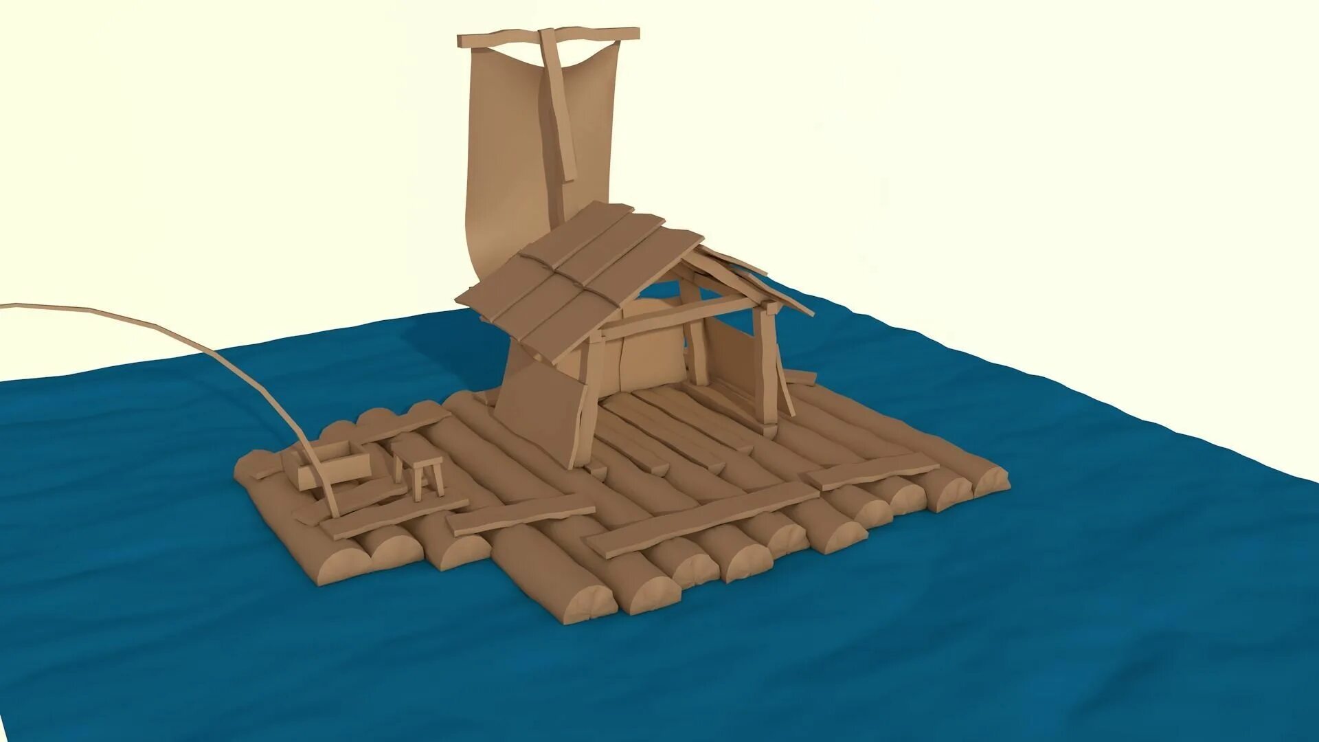 Плот д. Raft 3d печать. лоу поли плот. плот 3б. raft wood.