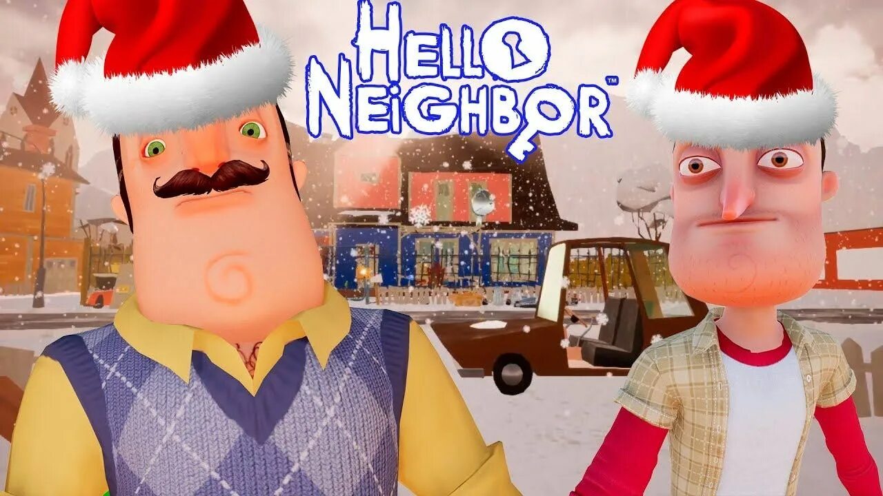 Привет сосед дед Мороз. Новогодний привет сосед. Hello Neighbor новый год. Secret Neighbor сосед новогодний.