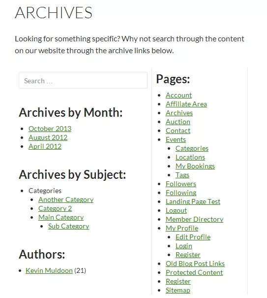 Archive page. Archive WORDPRESS. WORDPRESS Archive Page example. Categories WORDPRESS.