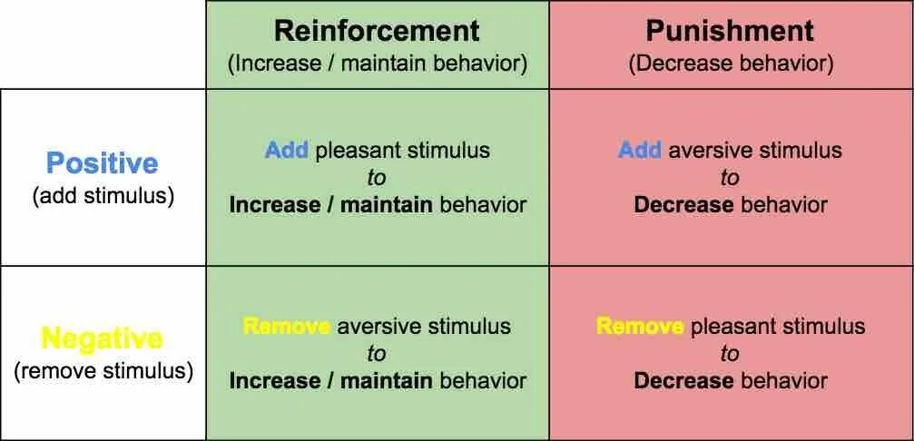 Positive and negative reinforcement. Reinforcement and punishment. Positive and negative punishment. Reinforcement and punishment positive and negative.