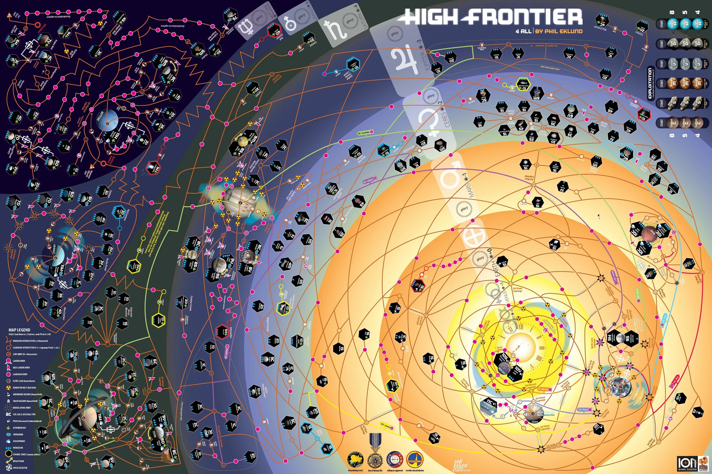 Игра есть ли карта. High Frontier 4 all. High Frontier 4 all Map. High Frontier настольная игра. Карта Вселенной.