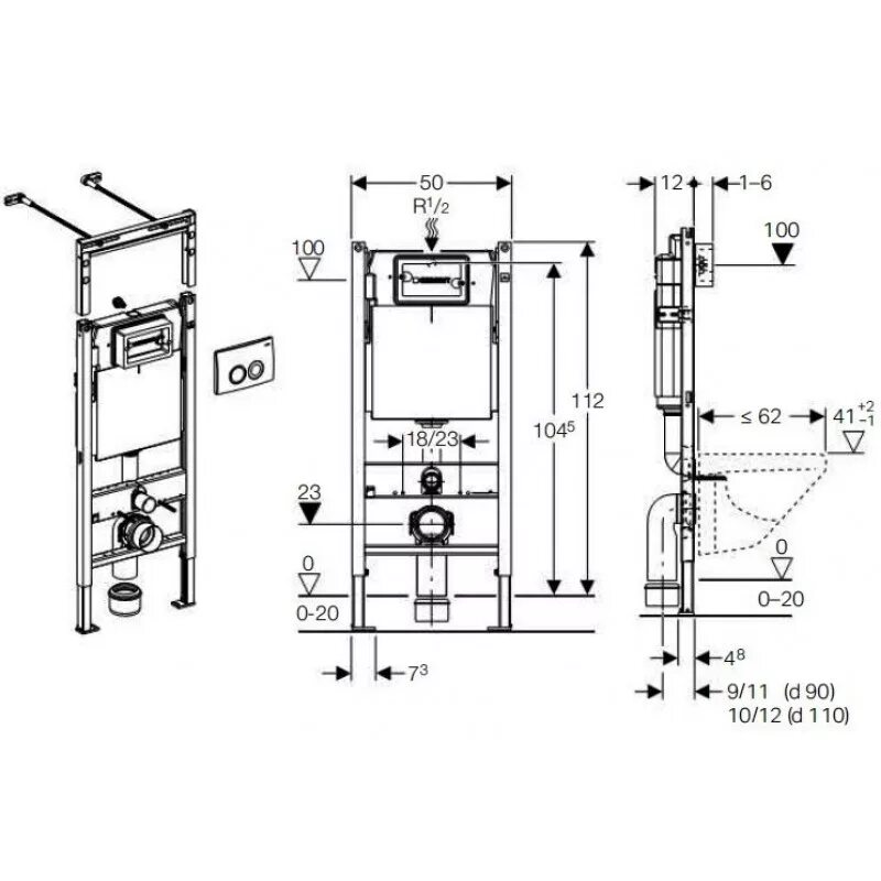 Габариты Geberit Duofix Delta. Инсталляция Geberit Delta Платтенбау 458.123.21.1. Унитаз Геберит Дельта Платтенбау. Инсталляция Geberit Duofix 458.134.21.1.