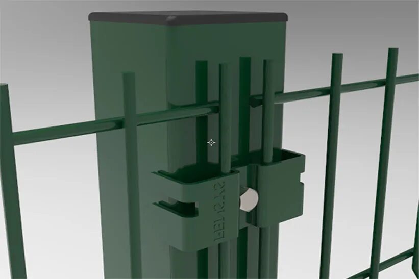 Г-кронштейн для ПББ D=500-600мм Тип i (ZN В ПП RAL 6005 (зеленый)). 3д забор примыкание к бетону. Крепеж для 3d забора. Крепление 3д забора к столбам. Крепеж для 3д забора