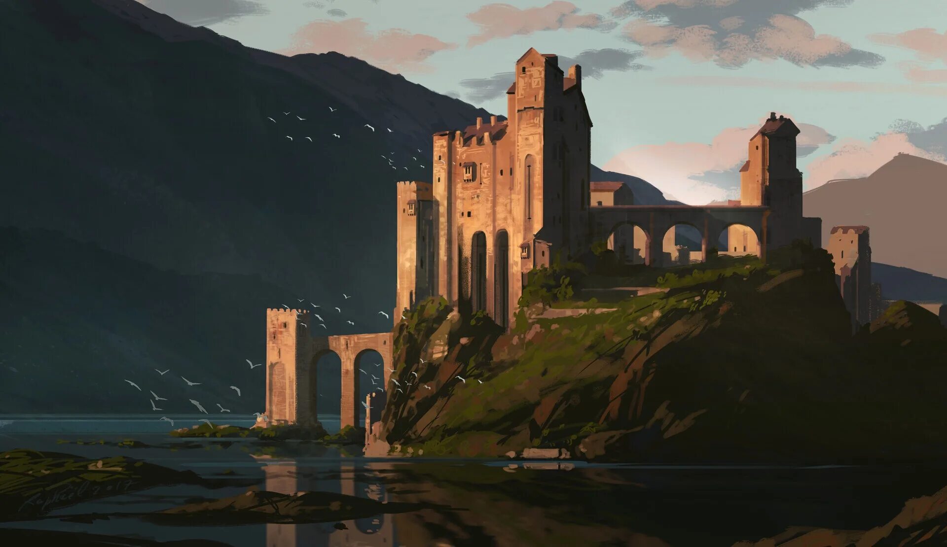 Концепт-арт Рафаэля лакоста. Замок Fantasy Castle.