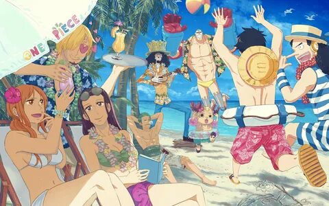 1920x1200 one piece beach mugiwara pirates straw hat crew at the beach nami...