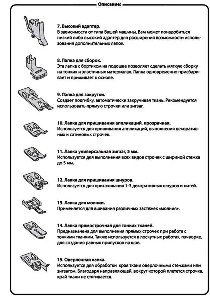 Лапки для швейных машин и их назначение. Назначение лапок для швейной машины джаноме. назначение лапок швейной машинки janome. назначение лапок для швейной машины веритас. назначение швейных лапок для швейной машинки.
