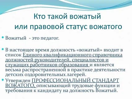 Профессия вожатый как стать хорошим вожатым
