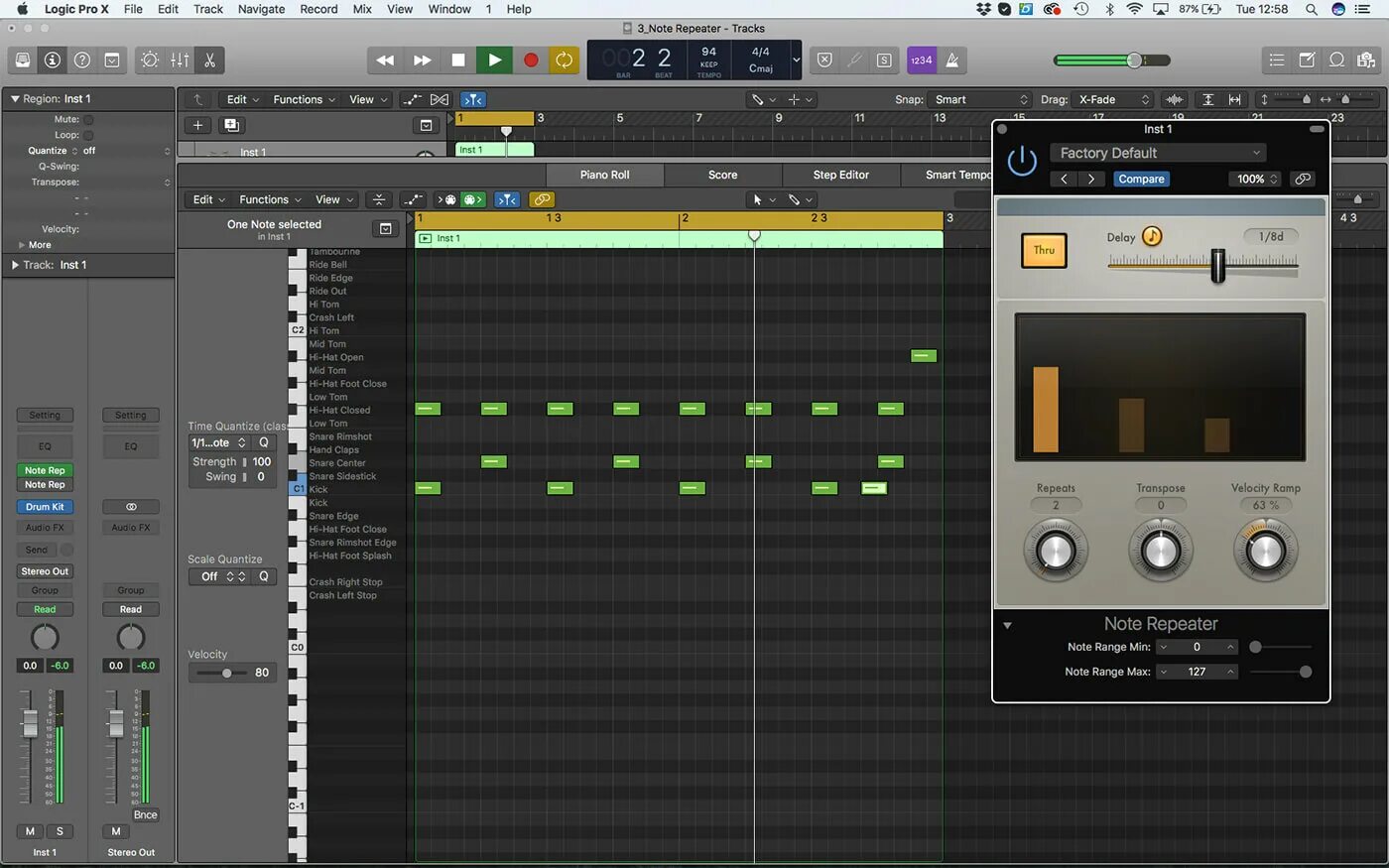 Logic pro midi. Mute logic pro. freeze plugin.