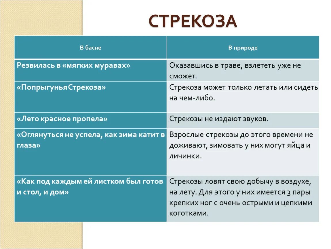 Басня таблица. Характер Стрекозы и муравья. Аллегория в басне Хемницера Стрекоза. Басня хермницева Стрекоза и муравьи. Басня крылова сравнение