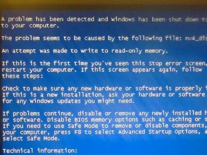 Attempted write to readonly memory синий экран