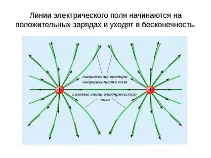 Положительный заряд линии напряженности